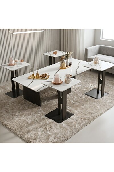GLAMOURE HOME طقم طاولات شاي وضيافة مودرن 5 قطع،