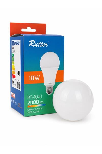 RUTTER RT-1041 18W E27 LED Ampul 3000K Sarı Işık 2000 Lümen | Yüksek Parlaklı...