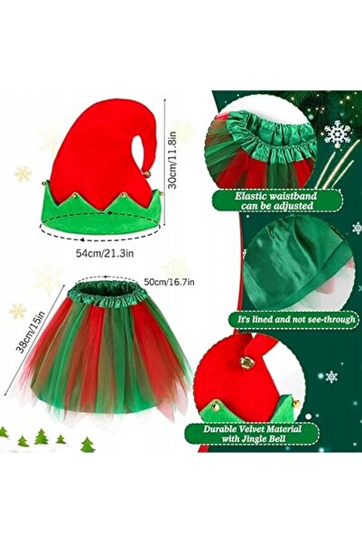 NO BRAND Set costum de elf pentru femei, fustă tutu, pălărie, ochelari, poncho