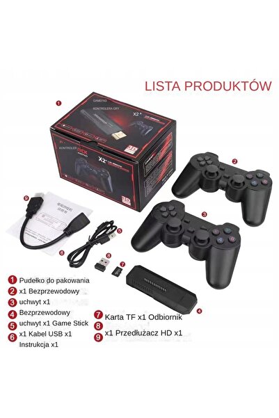 NO BRAND Consolă Retro X2 HDMI Game Stick 64 GB 30.000 de jocuri