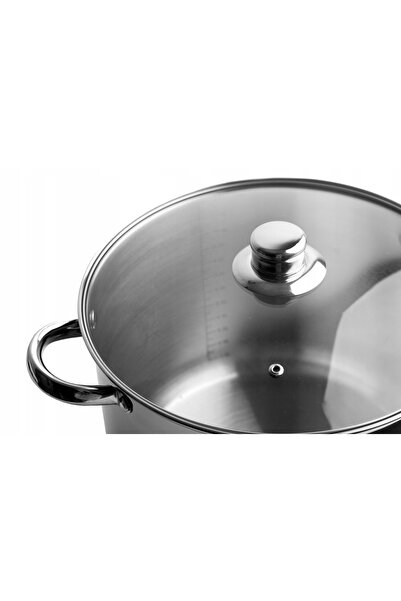 NO BRAND Oală mare de 30 cm din oțel inoxidabil, cu capac de sticlă, 16L, pen...