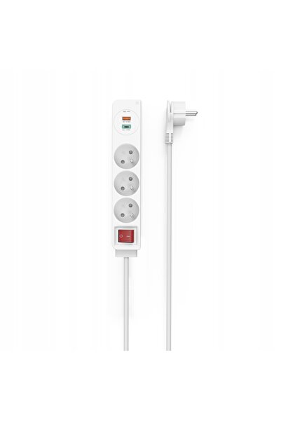 Hama Prelungitor cu protecție la supratensiune, cu 3 prize, 2x USB-C, USB-A