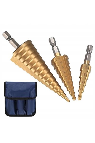 NO BRAND Set de 3 burghie în trepte din oțel pentru metal, lemn, plastic