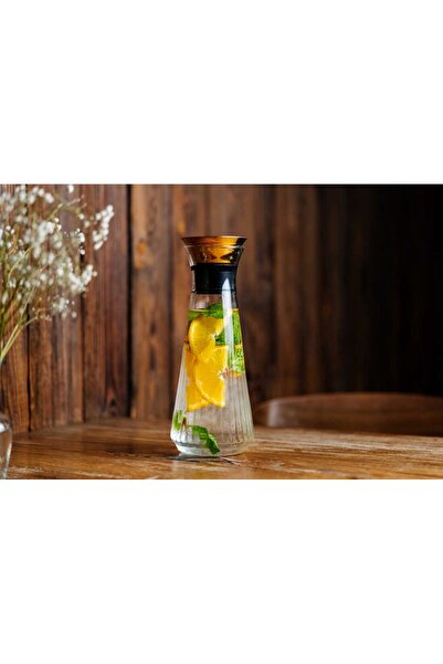 NO BRAND VIALLI MIA CARAFĂ DE STICLĂ CU DOP RYFLOWANA PENTRU APĂ, SUCURI, BĂU...