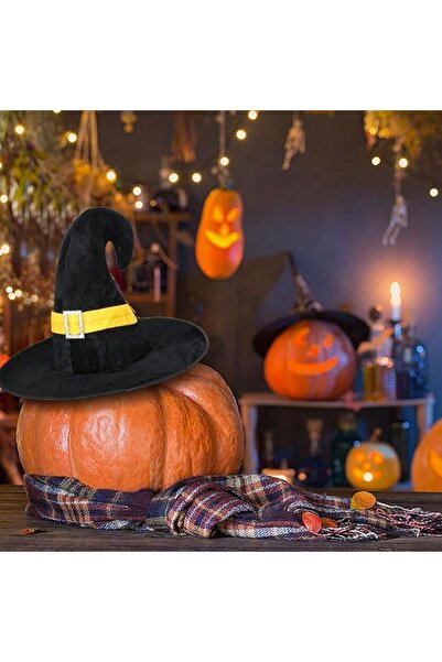NO BRAND Pălărie de vrăjitoare de Halloween pentru femei, neagră, cu bor larg...