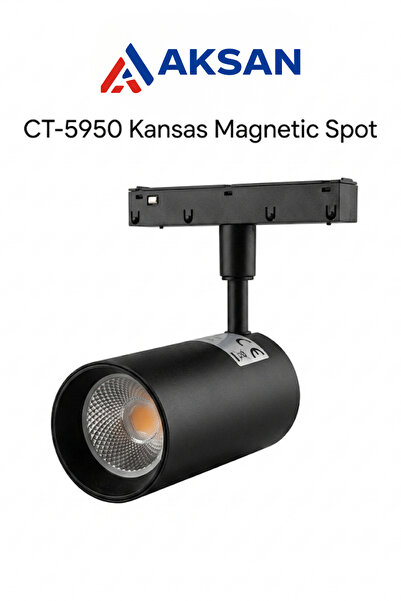 Cata CT-5950 Kansas 15W 48V Magnetic Mıknatıslı Ray Spot 3200K Günışığı Siyah...