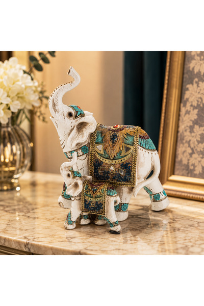 Dania 🐘   Luxury Decorative Elephant Figurine with Baby in Classic Ornate De...