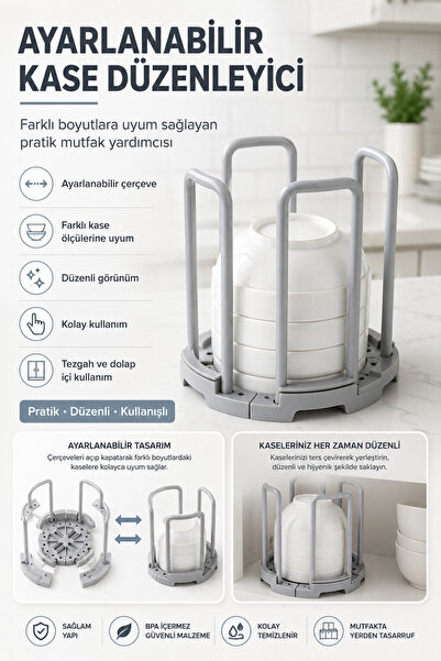 ALL FAST Mutfak Düzenleyici Tabak Bardak ve Kase Standı Bulaşık Kurutma Rafı