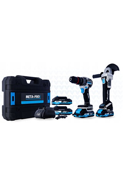 NO BRAND SET MAȘINĂ DE GAURIT/ȘURUBUIT ȘI POLIZOR 21V 2 AH META-PRO