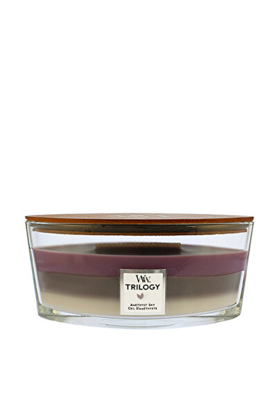 WoodWick Ароматна свещ Trilogy Amethyst Sky с дървен фитил, 453.6 г