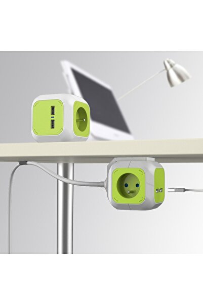 Greenbluespice Prelungitor cu 4 prize și 2 porturi USB