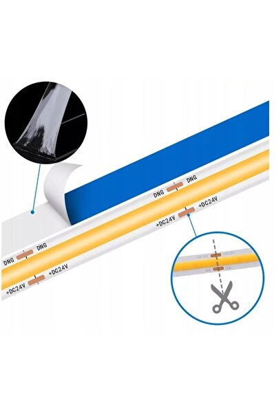 NO BRAND Kit bandă luminoasă LED COB tip neon, 24V 10m, CCT 2700K-6500K, Alb,...