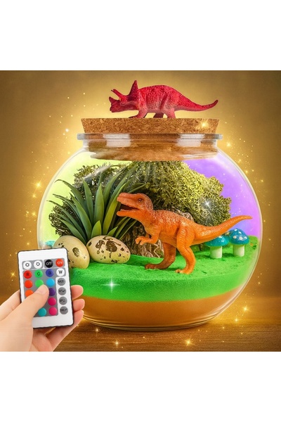NO BRAND Kit terariu cu dinozauri, lumină LED creativă cu telecomandă și figu...