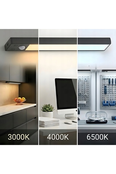 Eko-Light Sp. z o.o. Lumină de noapte LED sub dulap 3 CCT 30cm Negru Set de 2...
