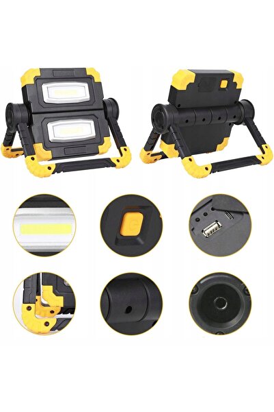 Adviti Lampă de lucru LED portabilă pentru atelier, 2x10W, cu baterie reîncăr...