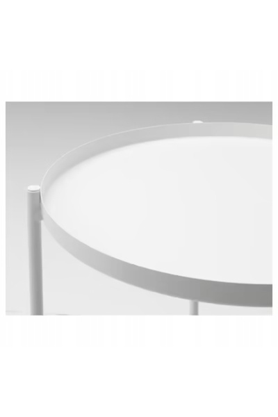 IKEA Măsuță rotundă cu tavă, din metal, noptieră/măsuță de cafea, albă, 45x53cm