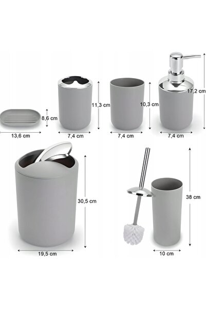 Gockowiak Set accesorii baie: perie WC, coș, dozator, săpunieră, pahare 6 în 1
