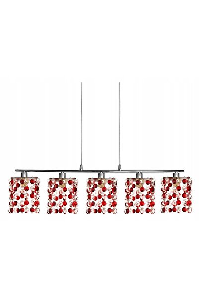 NO BRAND Lustră suspendată crom/cristal roșu 5x40W G9 C