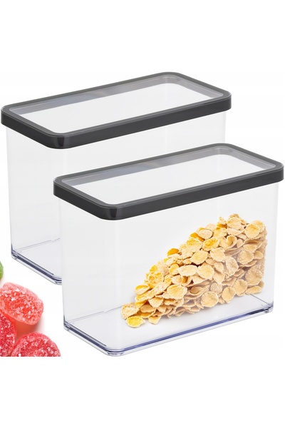 Rotho Recipiente din plastic pentru depozitarea alimentelor cu capac, 2 bucăț...