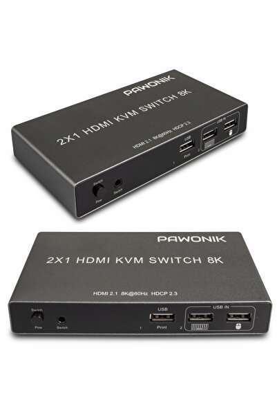 NO BRAND Comutator KVM HDMI 2.1 4K 120Hz 8K pentru 2 calculatoare - 1 monitor