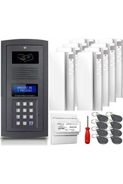 Elfon 8x Unifon OP-255R-G Sistem de interfonie digital montat pe perete, cu t...