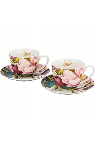 Duo Set de 2 cești cu farfurioare MAGNOLIE 270 ml pentru CAFEA CEAI Flower KPL