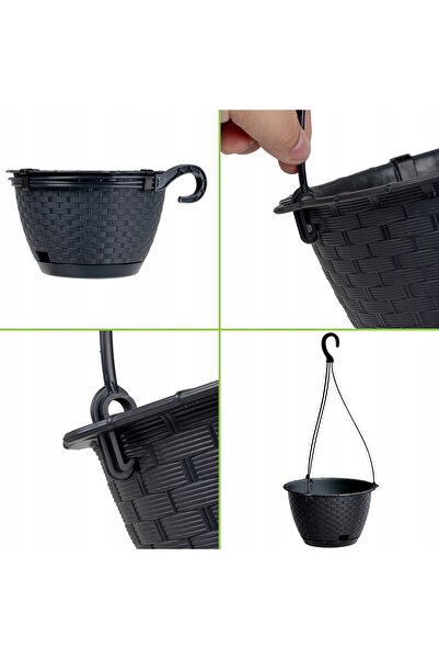 Deco4Home SET 6x JARDINIERE SUSPENSĂ, JARDINIERE DE BALCON, PENTRU TEREȚE, JA...