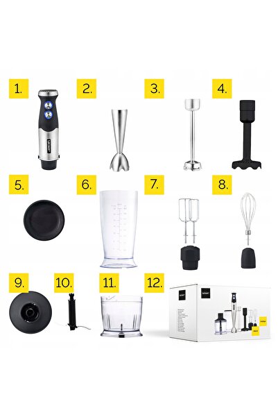NO BRAND Blender manual multifuncțional 8-în-1 Yoer + lame din titan 1500 W +...