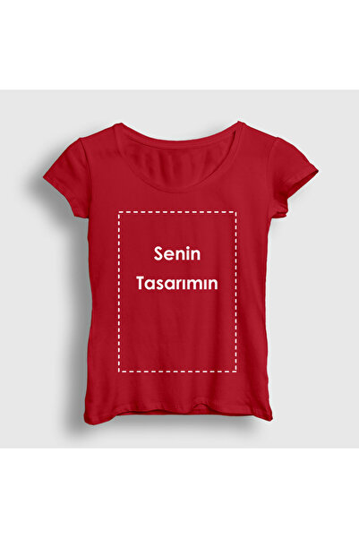 Presmono Kadın Kırmızı Kendin Tasarla Kişiye Özel T-Shirt 519487tt