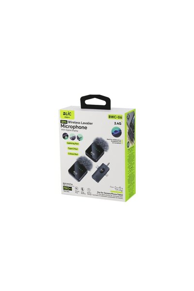 Blic BWM-06 Kablosuz İkili Yaka Mikrofon 5.0V / 1A Lightning - Type-C - 3.5MM...