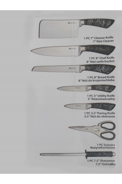 NO BRAND Set de cuțite 8el, set complet de cuțite din oțel solid, alb