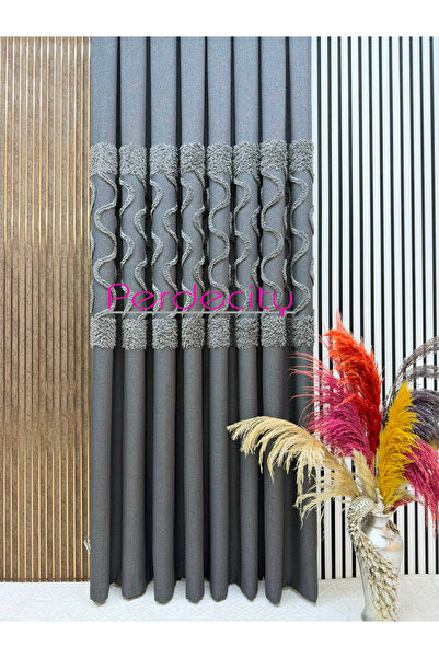 PERDECITY Bohemian Style Fringed Anthracite Gray Hayber Panel Backdrop Curtai...