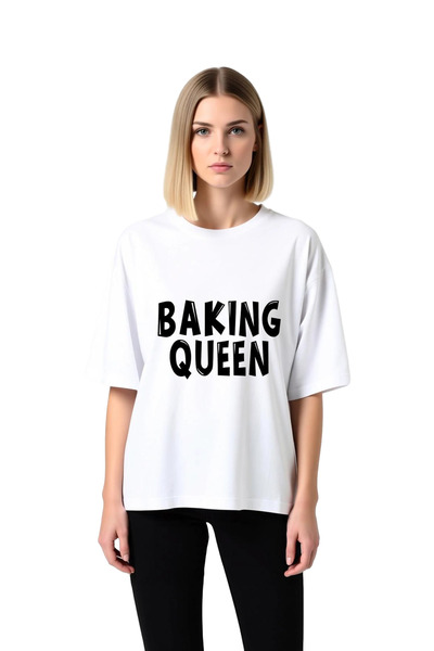PayBuy Women's Oversize Printed T-Shirt with the Text "Baked Dominant Ladies"...