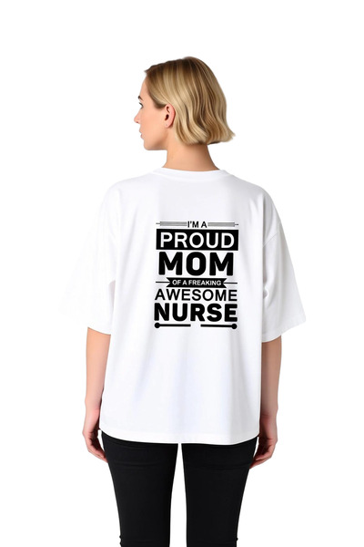 PayBuy Women's Oversize Nurse Mom Printed T-Shirt Proud Career Themed Relaxed...