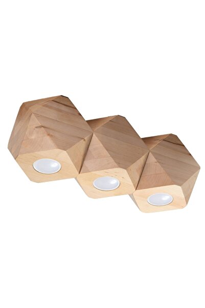 SOLLUX Lampă de tavan WOODY 3, lemn