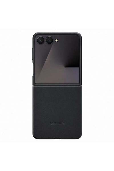 OEM Husă tip carte compatibilă cu Galaxy Z Flip 7, piele vegană, Negru - negru