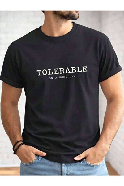 26LIK Mens Tshirt Funny Sarcastic Tolerable On A Good Day Shirt | Humor Tee F...