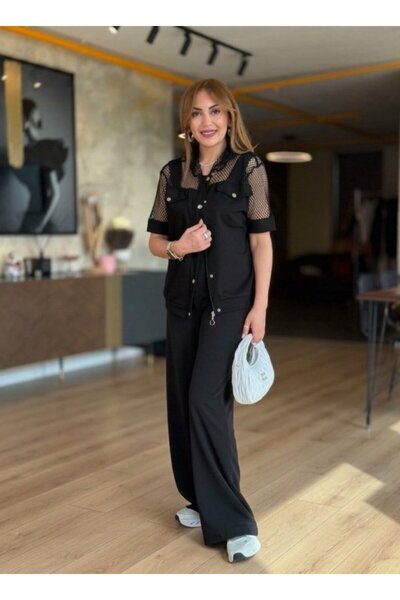 Şeker Portakalım Women's Short-Sleeved Collared Jacket with Buttons and Mesh ...