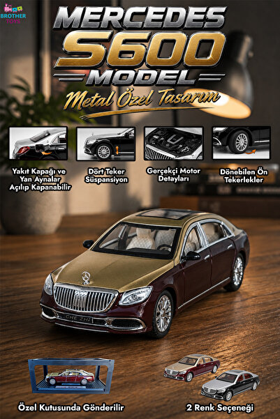 Brother Toys Mercedes S600 1:24 Model Car Metal Body Detailed Design in Speci...