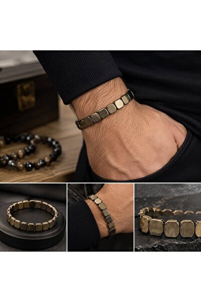 The Magıc of Healıng Hematite Natural Stone Bracelet - Men's Unisex Flexible ...