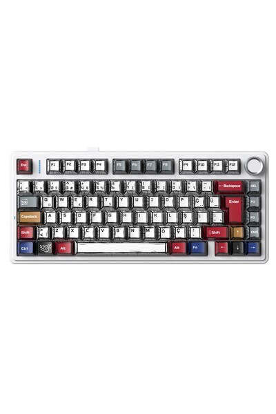 Aula F75 Mekanik RGB TKL GrayWood V4 Switch Kablosuz Makrolu Hot Swap Türkçe ...