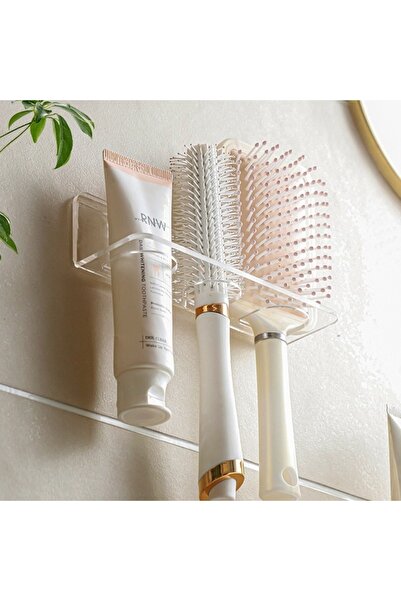 Generic Brand Suport perie+pieptene acrilic transparent 3 locuri, adeziv baie...
