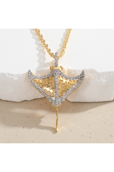 Choice Gold-color Creative Two-Color Devilfish Pendant Necklace Made of Coppe...
