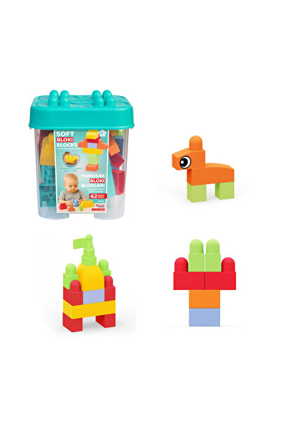 DEDE Yumuşak Bloki Bloklar Kova 42 Parça / Soft Bloki Blocks 42 Pieces Bucket