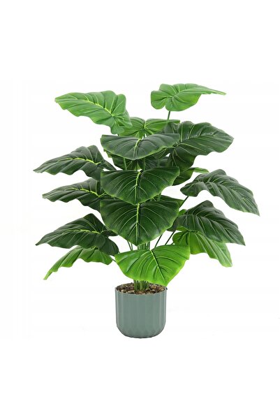 ITIMPORT PLANTĂ ARTIFICIALĂ ALOCASIANĂ ÎN O GARDENĂ REALISTĂ, CUSCA DE 60 CM