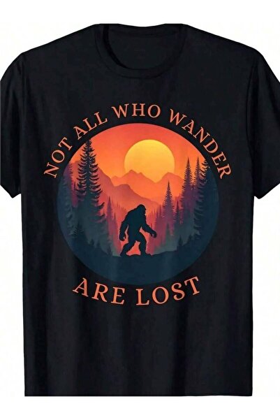 23ERVA Durable Not All Who Wander Are Lost Sasquatch Graphic Tee | Casual Cre...