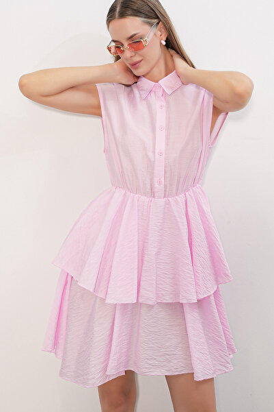 Bigdart Women's Zero Sleeve Folded Dress 2622 - Pink