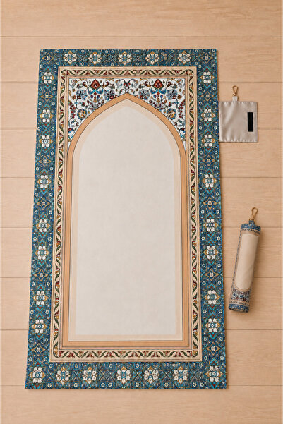 Oxledo Pocket-Sized Travel Prayer Mat with Qr Code Keychain – Foldable Portab...