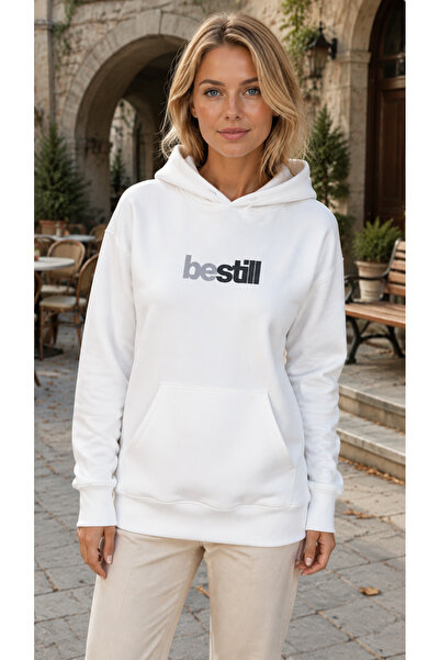 caddekombin Women's Be Still Text Printed Hooded Casual Basic Sweatshirt with...