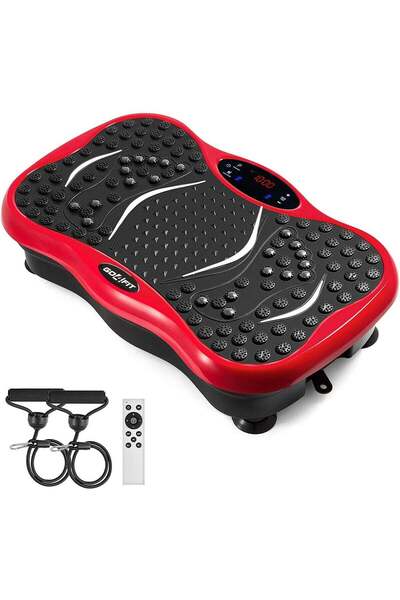 Generic Aparat vibromasaj fitness roșu, 200W, cu 2 benzi de rezistență și tel...